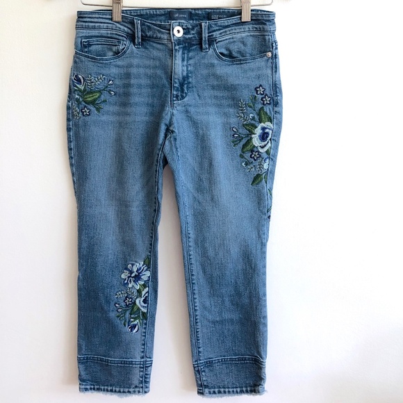 J. Jill Authentic Fit Cropped Embroidered Jeans 2P - Picture 1 of 11